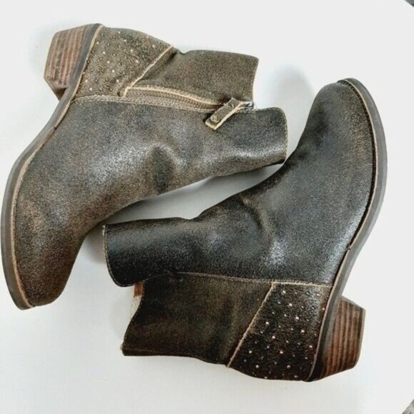 REEF Adora Studded Brown Leather Ankle Boots Sz 7 - Picture 3 of 12